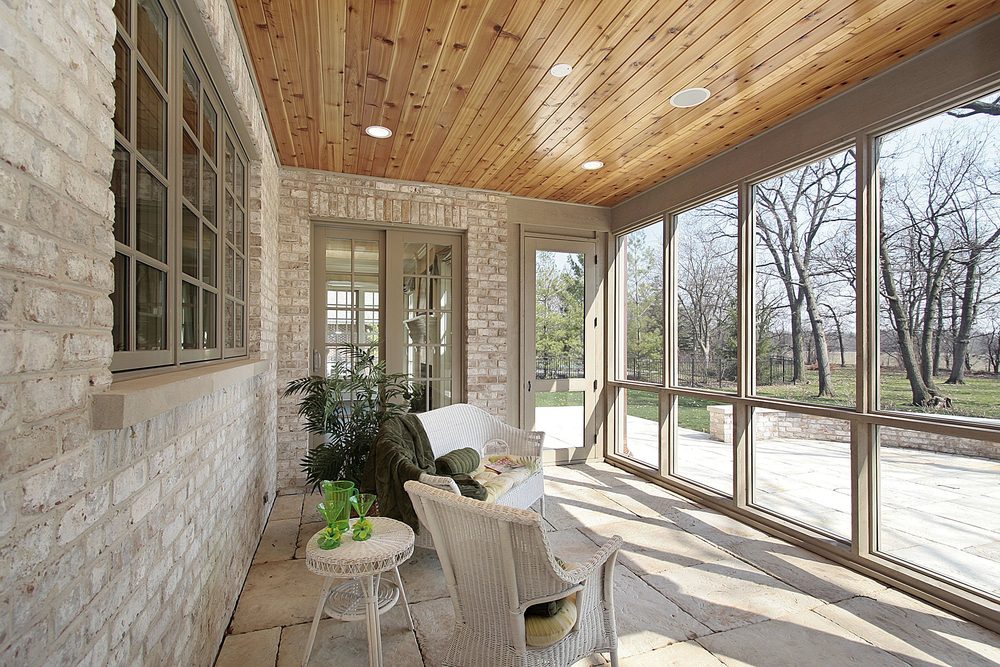 beautiful windowed porch
