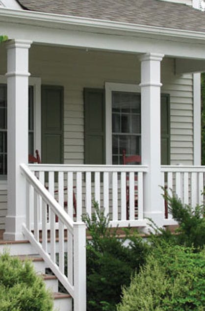 white vinyl railings for porch