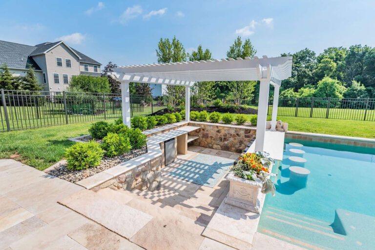 Pergolas next to Pool