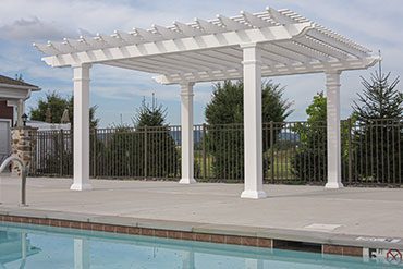 Customizable pergolas with outdoor furniture