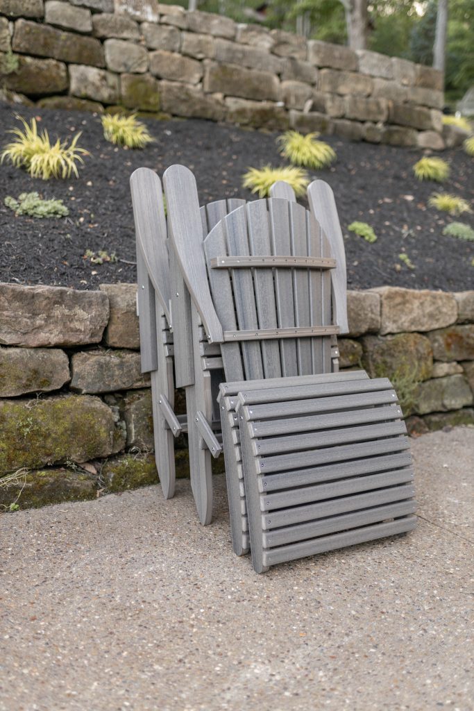 stacked poly Adirondack chairs